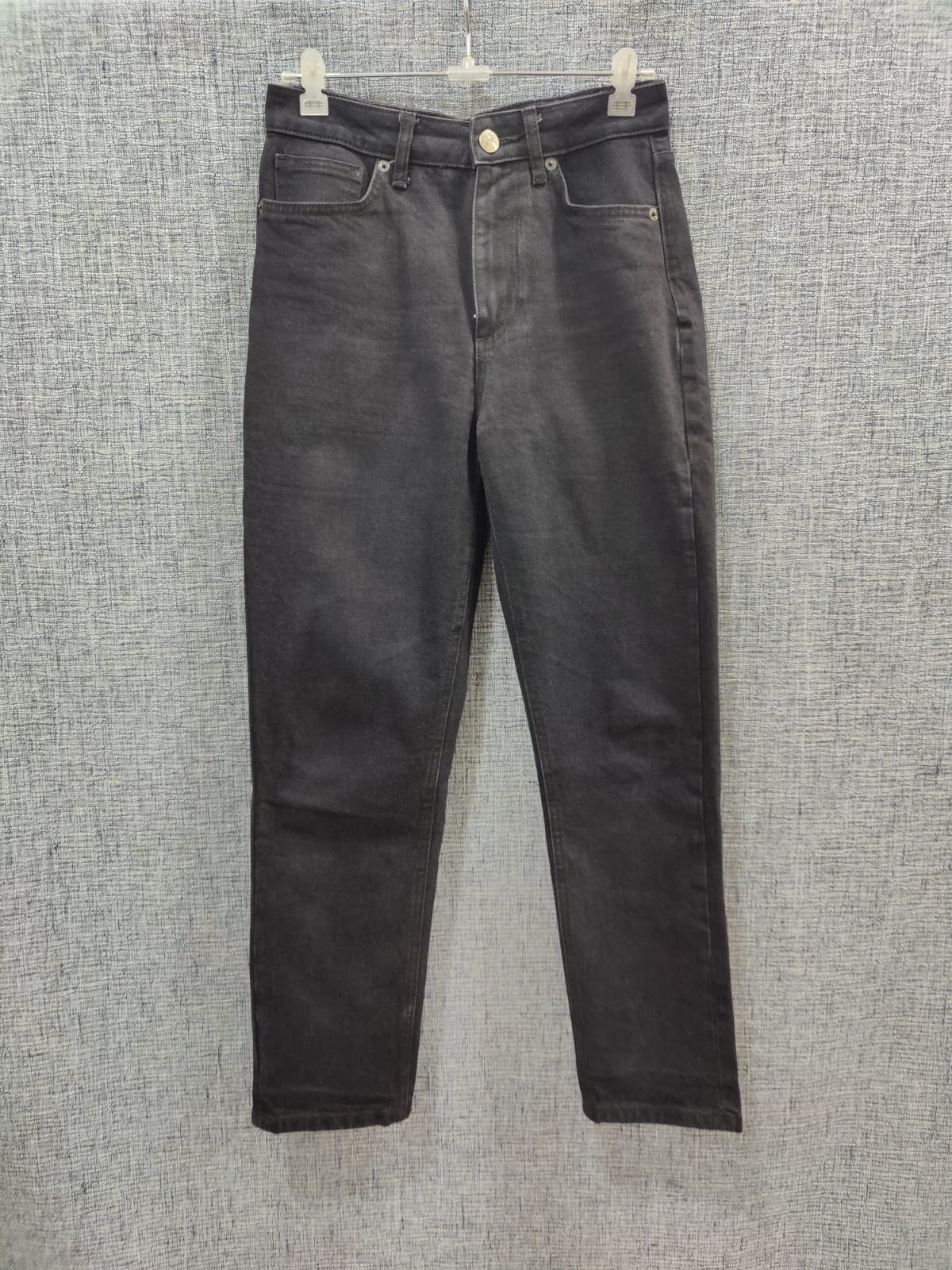 Women's High Waist Cargo Black Jeans 6 Pocket Wide Leg Denim Pants